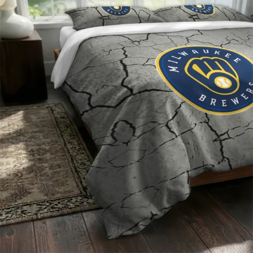 Milwaukee Brewers Cracked Texture Bedding Set Fashion Forward