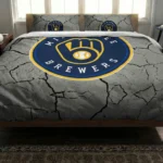 Milwaukee Brewers Cracked Texture Bedding Set Best Selling