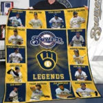 Milwaukee Brewers Quilt Blanket Legends Blue Yellow