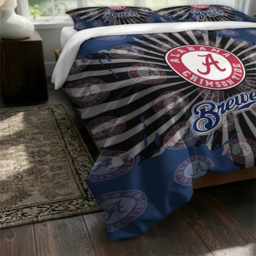 Milwaukee Brewers Sunburst Splatter Bedding Set Fashion Forward