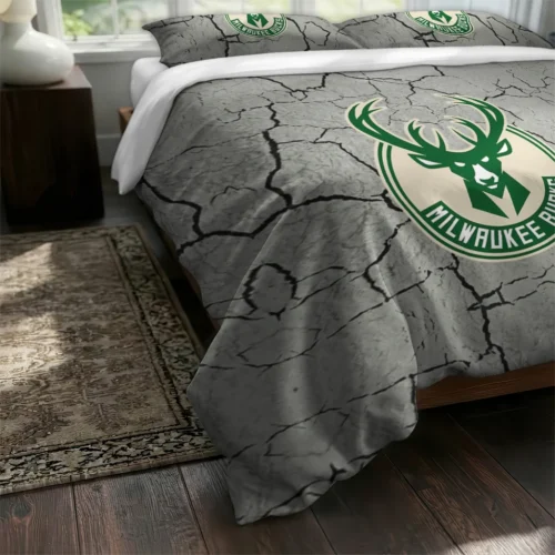 Milwaukee Bucks Cracked Texture Bedding Set Fashion Forward