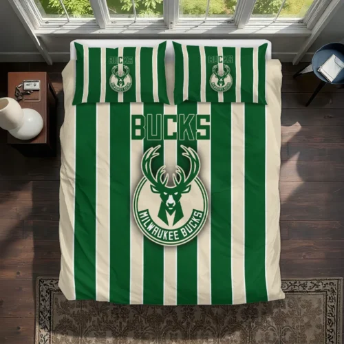 Milwaukee Bucks Stripe Style Bedding Set Best Selling