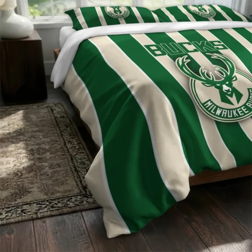 Milwaukee Bucks Stripe Style Bedding Set Fashion Forward