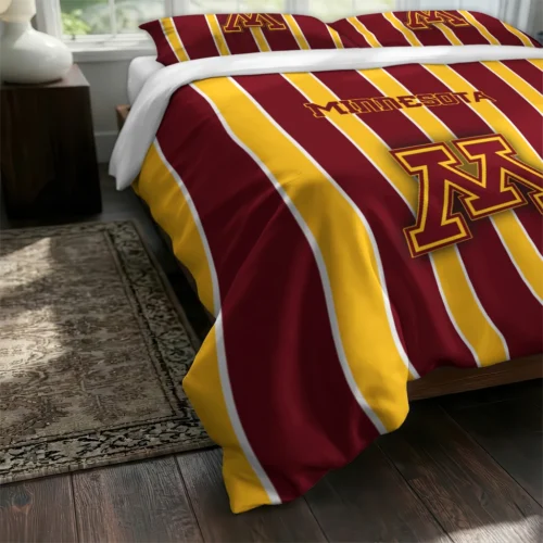Minnesota Golden Gophers Stripe Style Bedding Set Fashion Forward