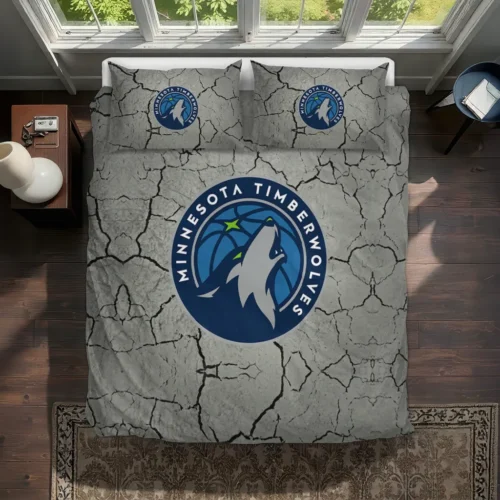 Minnesota Timberwolves Cracked Texture Bedding Set Best Selling
