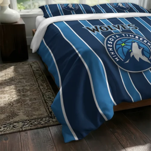Minnesota Timberwolves Stripe Style Bedding Set Fashion Forward