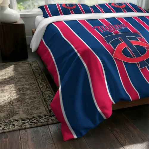 Minnesota Twins Stripe Style Bedding Set Fashion Forward