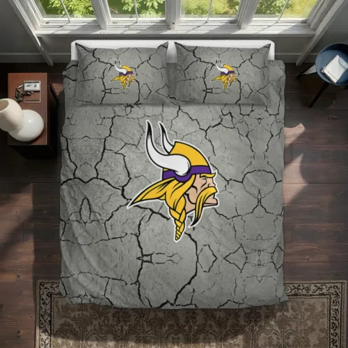 Minnesota Vikings Cracked Texture Bedding Set Best Selling