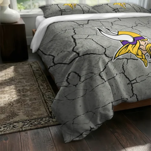 Minnesota Vikings Cracked Texture Bedding Set Fashion Forward