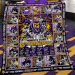 Minnesota Vikings Quilt Blanket 65th Anniversary Purple Yellow