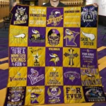 Minnesota Vikings Quilt Blanket Logo Patchwork Purple Yellow