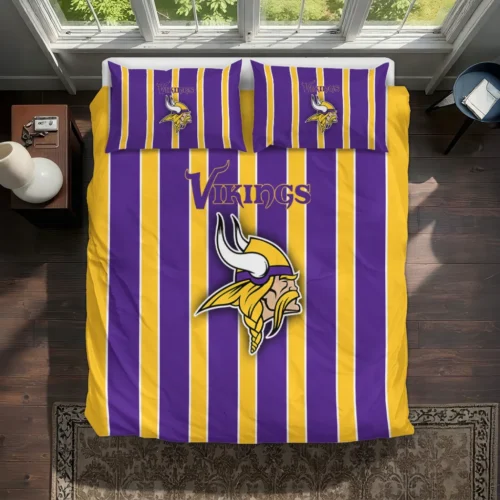 Minnesota Vikings Stripe Style Bedding Set Best Selling