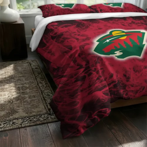 Minnesota Wild Red Mist Bedding Set Fashion Forward