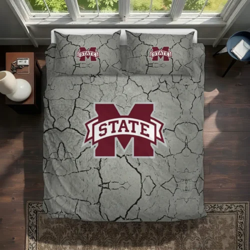 Mississippi State Bulldogs Cracked Texture Bedding Set Best Selling
