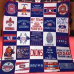 Montreal Canadiens Quilt Blanket Logo Patchwork Blue Red