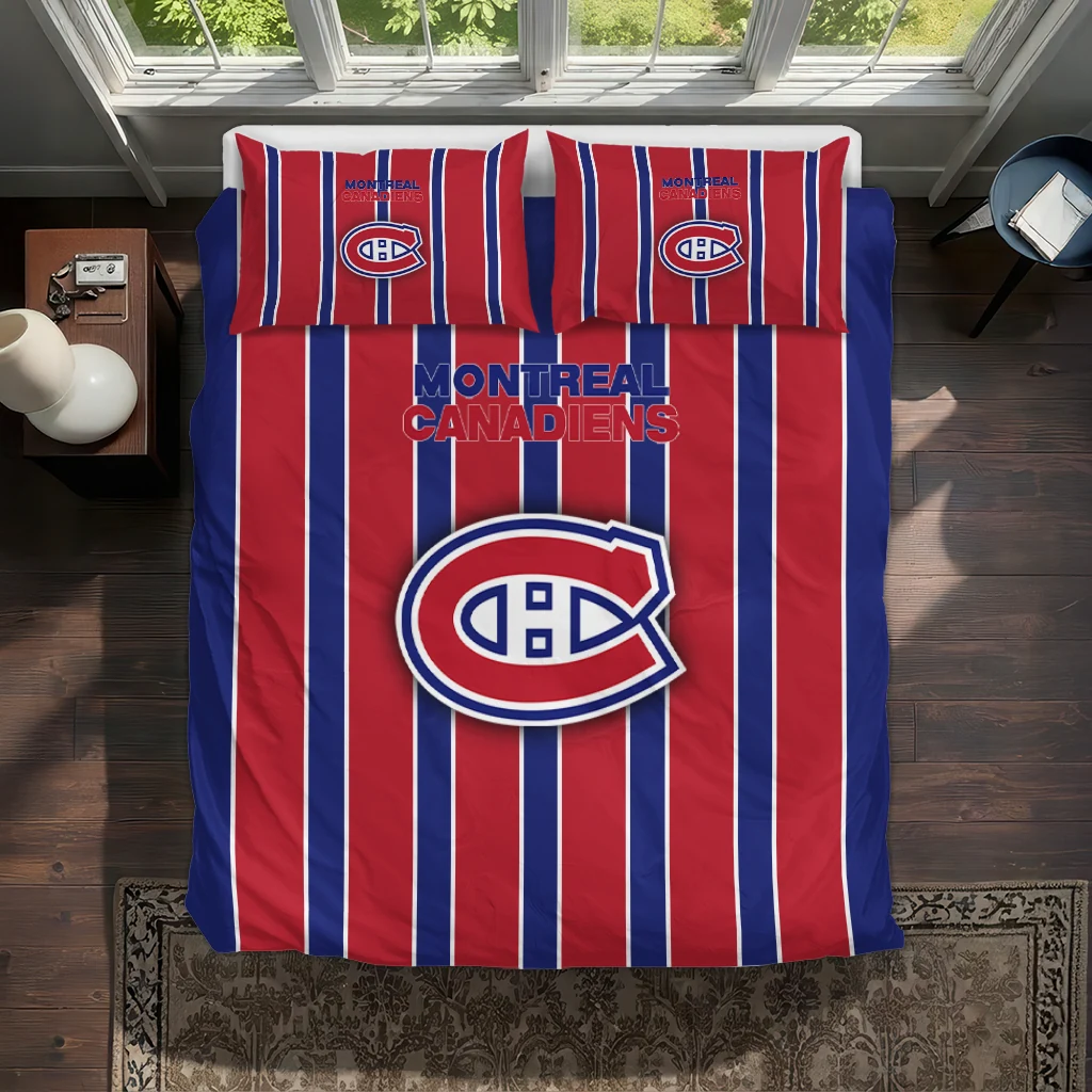 Montreal Canadiens Stripe Style Bedding Set Best Selling Montreal Canadiens Stripe Style Bedding Set Best Selling