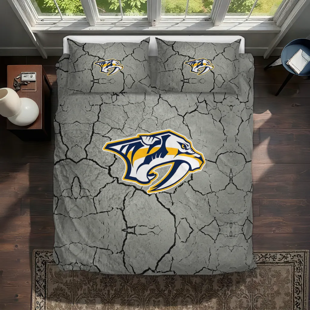 Nashville Predators Cracked Texture Bedding Set Best Selling Nashville Predators Cracked Texture Bedding Set Best Selling