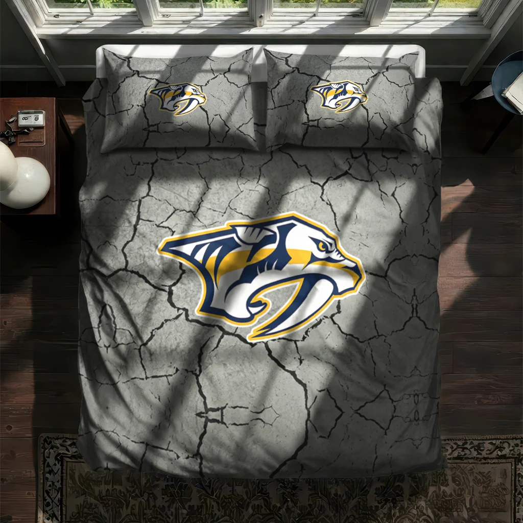 Nashville Predators Cracked Texture Bedding Set New Arrival Nashville Predators Cracked Texture Bedding Set New Arrival