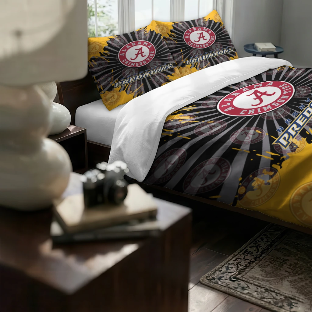 Nashville Predators Sunburst Splatter Bedding Set High Quality Nashville Predators Sunburst Splatter Bedding Set High Quality