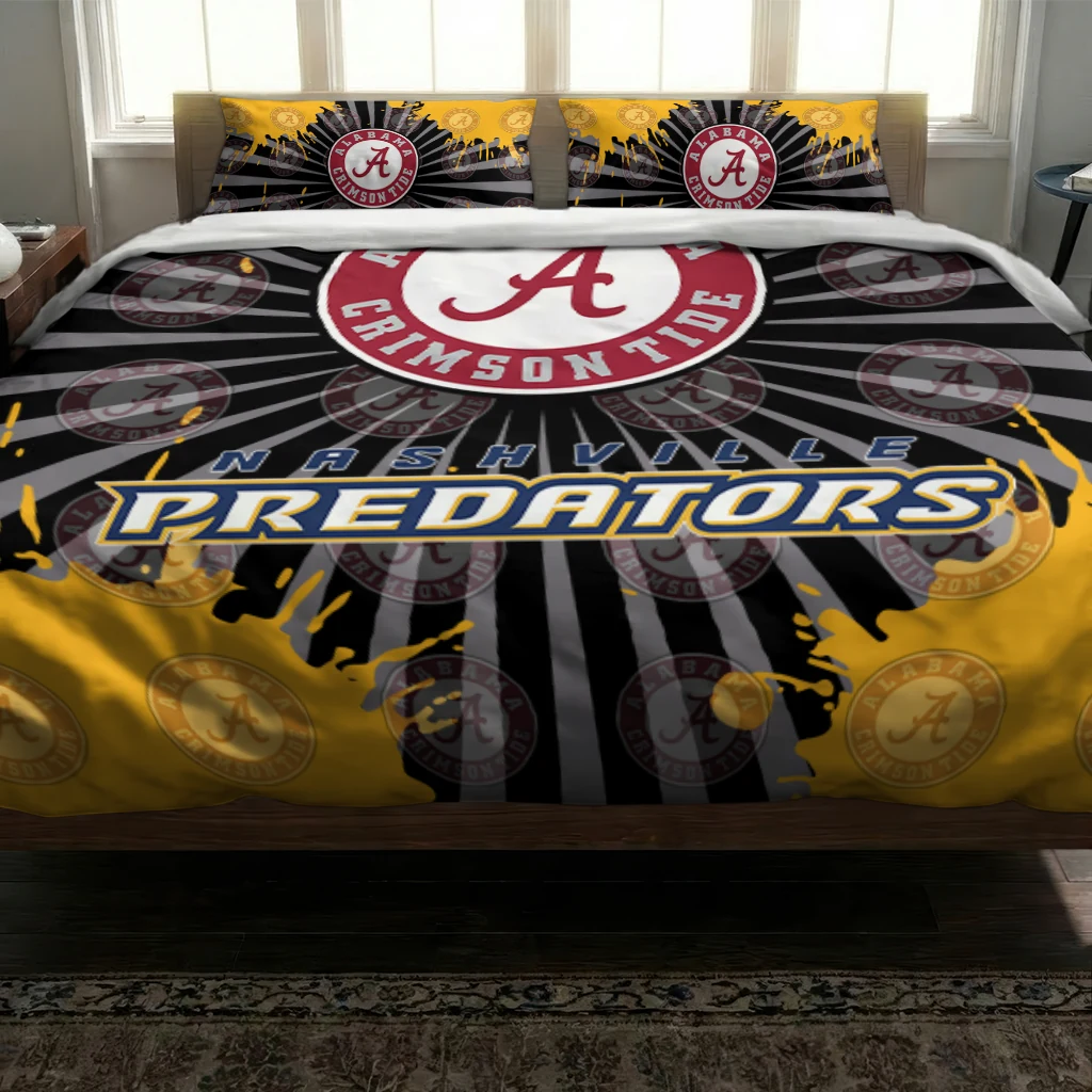 Nashville Predators Sunburst Splatter Bedding Set Latest Model Nashville Predators Sunburst Splatter Bedding Set Latest Model