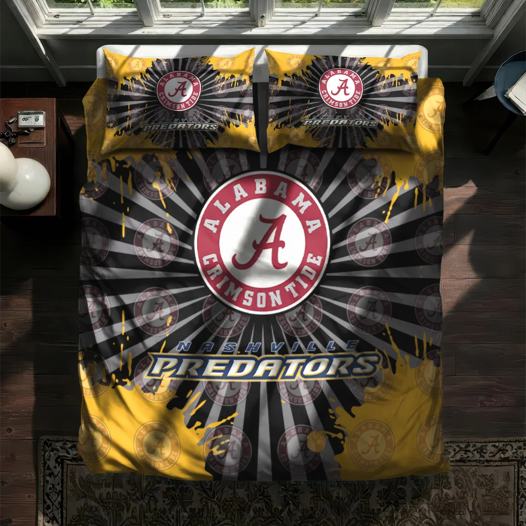 Nashville Predators Sunburst Splatter Bedding Set New Arrival Nashville Predators Sunburst Splatter Bedding Set New Arrival