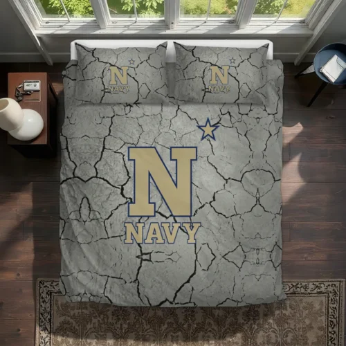 Navy Midshipmen Cracked Texture Bedding Set Best Selling
