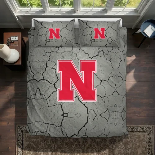 Nebraska Cornhuskers Cracked Texture Bedding Set Best Selling