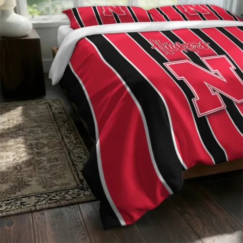 Nebraska Cornhuskers Stripe Style Bedding Set Fashion Forward