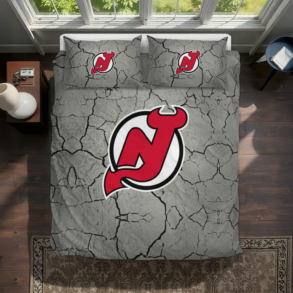 New Jersey Devils Cracked Texture Bedding Set Best Selling New Jersey Devils Cracked Texture Bedding Set Best Selling