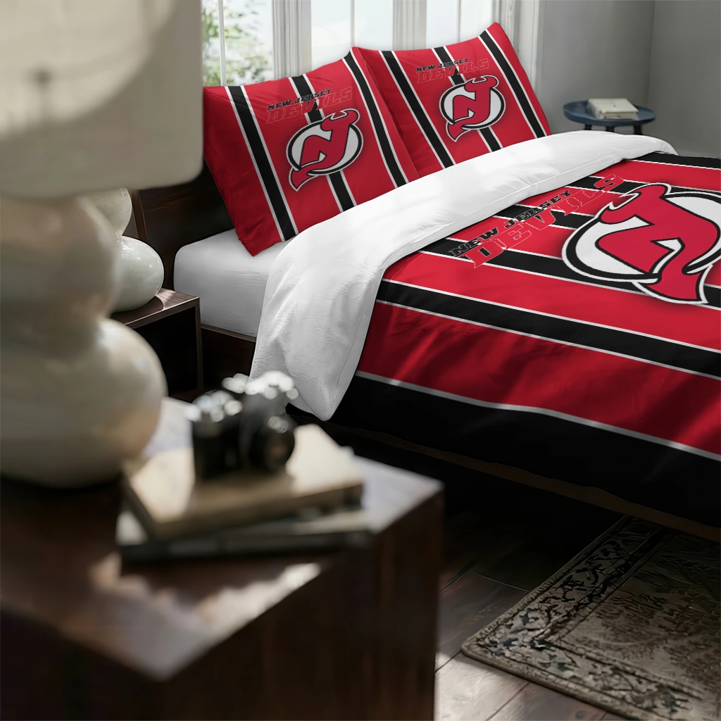 New Jersey Devils Stripe Style Bedding Set High Quality New Jersey Devils Stripe Style Bedding Set High Quality