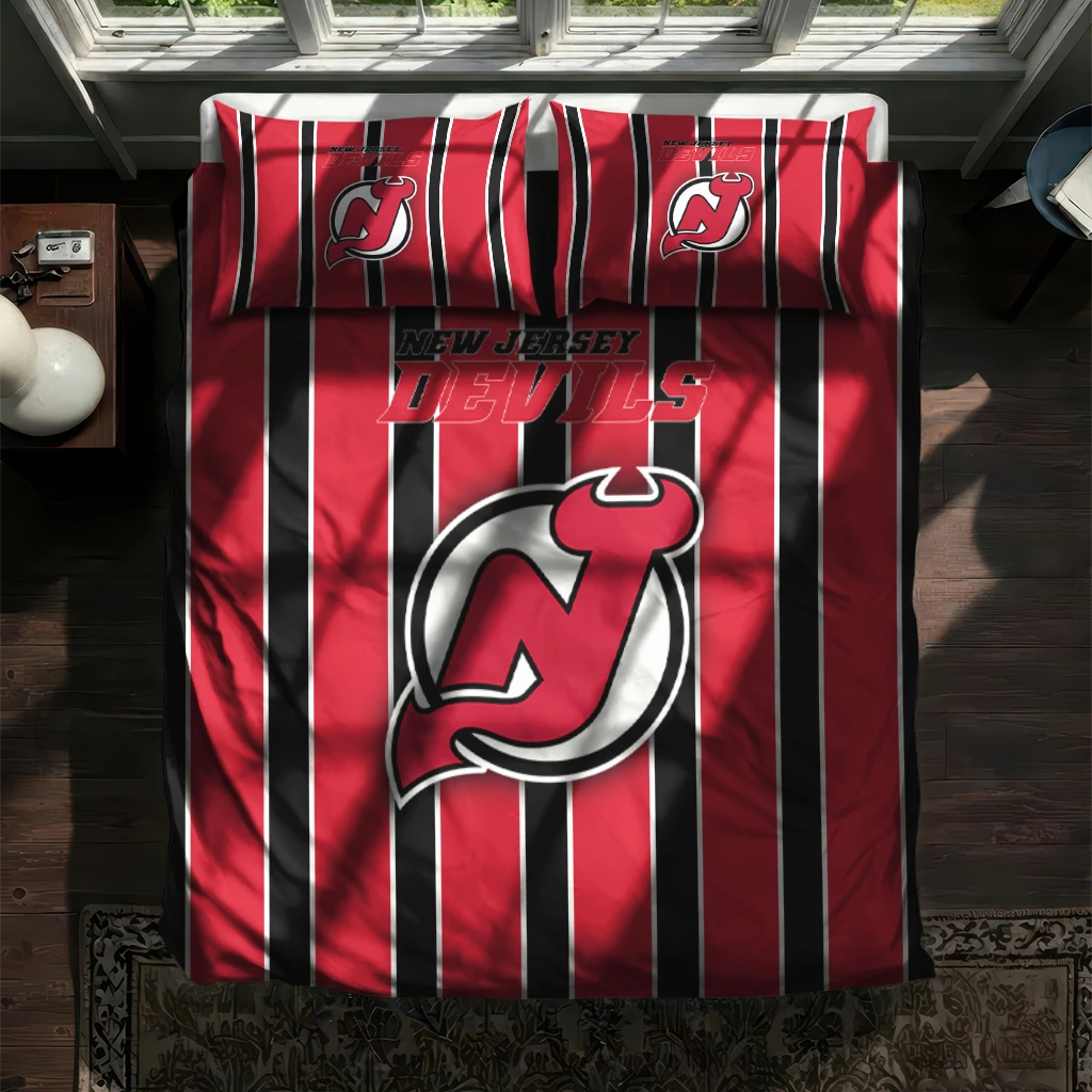 New Jersey Devils Stripe Style Bedding Set New Arrival New Jersey Devils Stripe Style Bedding Set New Arrival