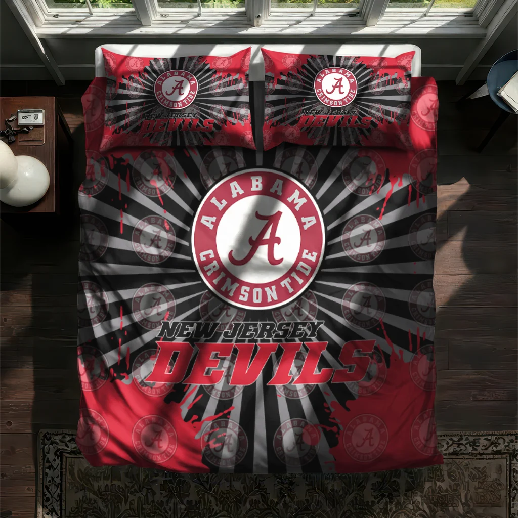 New Jersey Devils Sunburst Splatter Bedding Set New Arrival New Jersey Devils Sunburst Splatter Bedding Set New Arrival