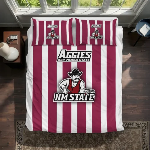 New Mexico State Aggies Stripe Style Bedding Set Best Selling