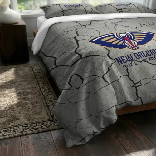 New Orleans Pelicans Cracked Texture Bedding Set Fashion Forward