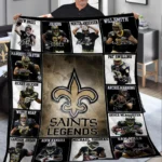 New Orleans Saints Quilt Blanket Legends Black Gold