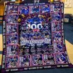 New York Giants Quilt Blanket 100th Anniversary Blue White