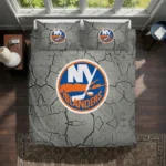 New York Islanders Cracked Texture Bedding Set Best Selling