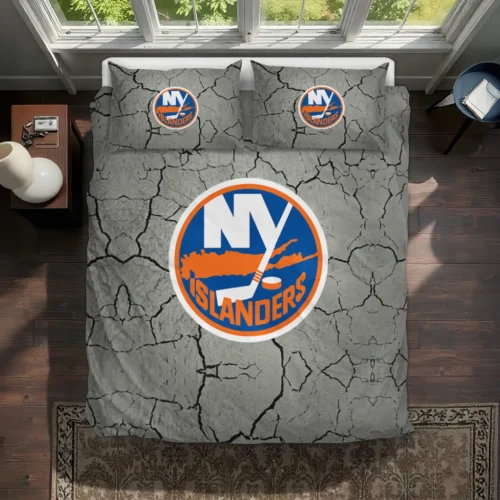 New York Islanders Cracked Texture Bedding Set Best Selling