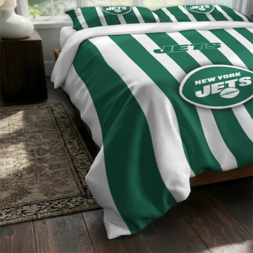 New York Jets Stripe Style Bedding Set Fashion Forward