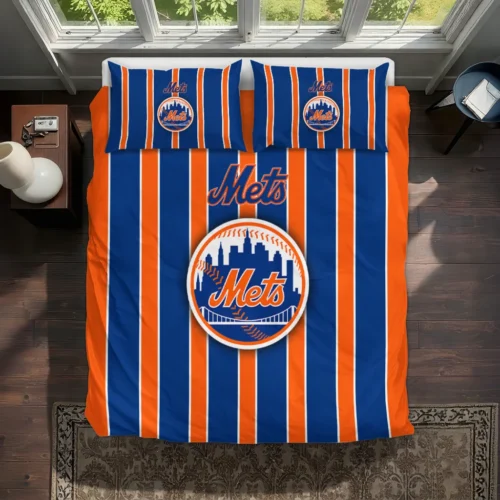 New York Mets Stripe Style Bedding Set Best Selling