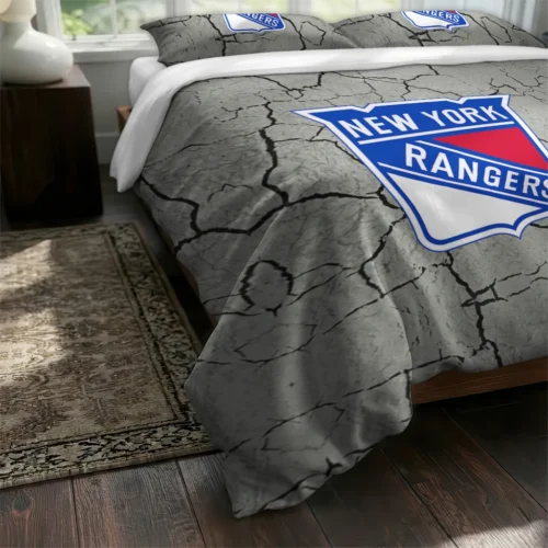 New York Rangers Cracked Texture Bedding Set Fashion Forward