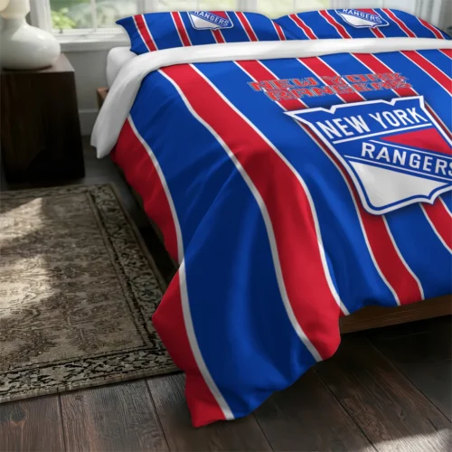 New York Rangers Stripe Style Bedding Set Fashion Forward