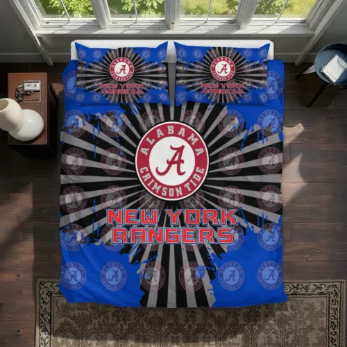 New York Rangers Sunburst Splatter Bedding Set Best Selling