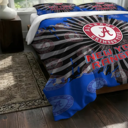 New York Rangers Sunburst Splatter Bedding Set Fashion Forward