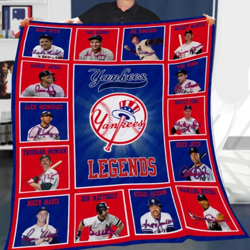 New York Yankees Quilt Blanket Legends Blue Red