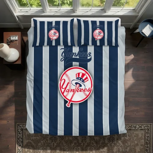 New York Yankees Stripe Style Bedding Set Best Selling