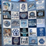 North Carolina Tar Heels Quilt Blanket Logo Patchwork Blue White