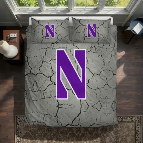 Northwestern Wildcats Cracked Texture Bedding Set Best Selling