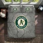 Oakland Athletics Cracked Texture Bedding Set Best Selling