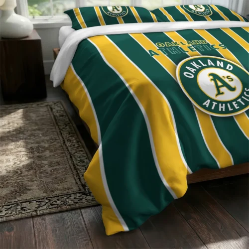 Oakland Athletics Stripe Style Bedding Set Fashion Forward
